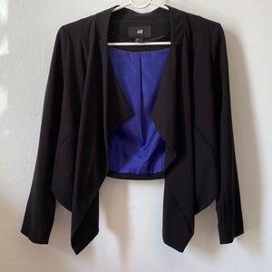 H&M Black Cropped Draped Blazer Size 4